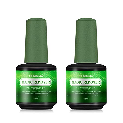 PHOEBE Magic Nail Polish Remover (2 Pack), Professional Easily & Quickly Removes Soak-Off Gel Nail Polish in 3-5 Minutes, Don't Hurt Nails