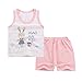 Fansu Conjunto de Pijama Niños, Chaleco Sin Mangas Ropa de Dormir de Algodón Bebé Niña Verano 2 Piezas Pantalones Cortos de Pijama de Dibujos Animados (Marioneta de Conejo Rosa,60cm (18-24 Meses))