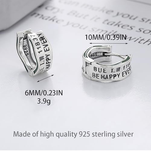 Créoles en argent sterling vieilli avec de subtiles vagues ciselées - 5