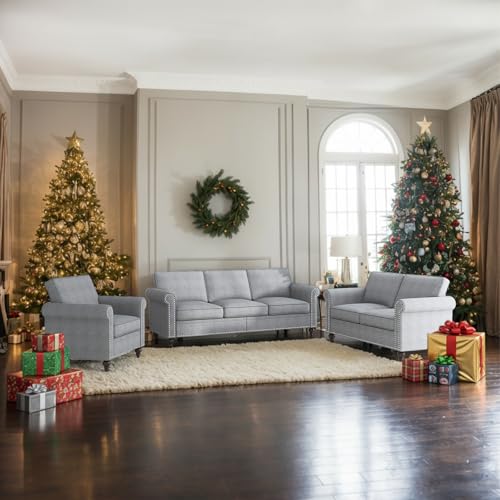 MUZZ 3PCS Sofa Set for Living Room,Modern Linen Couch...