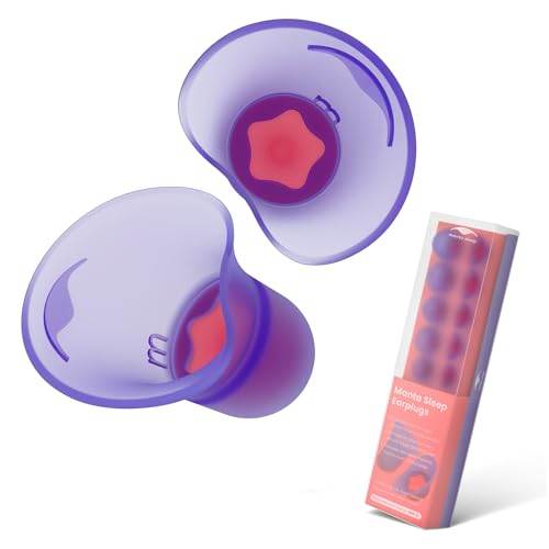Manta Sleep Earplugs Engineered for Maximum Side-Sleep Comfort Reusable Ear Plugs for Noise Reduction Includes 5 Sizes for a Perfect Fit Stays in Place All Night