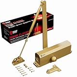 PrimeWare DC-600 Automatic Adjustable Door Closers for Home | Soft Close, No Slam | Residential and Commercial Door Closer | Level 1-6 | for Doors Weighing 30-300 lbs | Hydraulic Door Spring - Gold