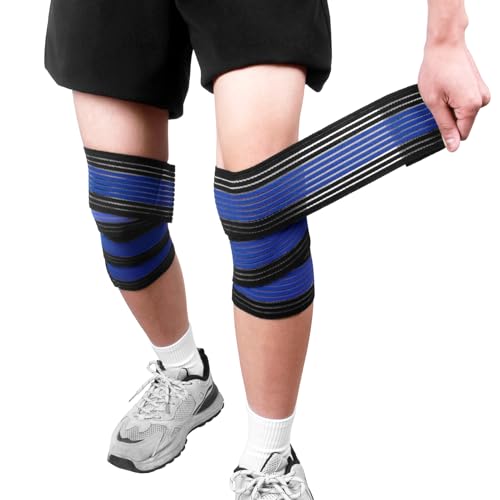 2 Pcs Breathable Sports Knee Wrap Bandage, 90cm Adjustable Knee Brace Compression Adjustable Knee Support Brace Elastic Knee Wrap Bandage for Knee Elbow Wrist Ankle Hand Foot Support (Blue+black) - Image 7