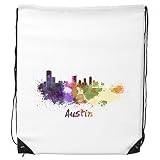 DIYthinker Austin Amérique du Pays Ville Aquarelle Illustration Drawstring Backpack Sacs de Sport Shopping Cadeau