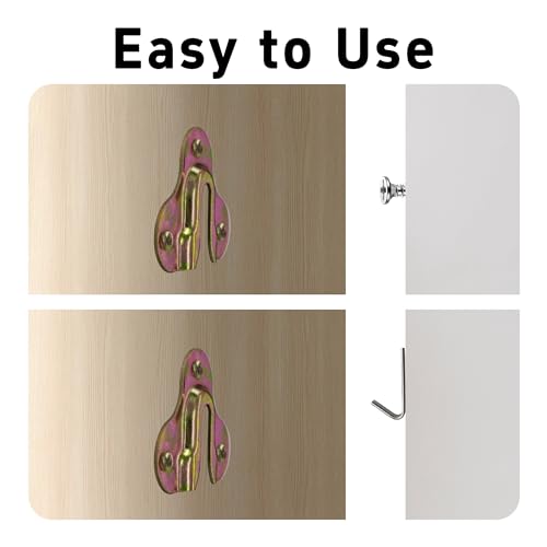 Image of 30Pcs Zinc Yellow Keyhole Hangers, Single Keyhole Wall Mount Hanging Plates for Mirrors, Picture Frames, Coat Racks, Wooden Boards