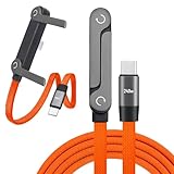 Câble nylon tressé orange durable et résistant: Le câble est recouvert d’une gaine en nylon tressé orange haute résistance qui protège contre les torsions, les plis et l’usure quotidienne. Les connecteurs renforcés assurent une durabilité optimale et une connexion stable même lors d’une utilisation intensive.