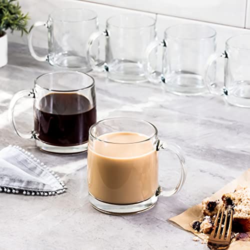 6-Pack Glass Coffee Infusion Mugs With Handle, Clear Glass Teacups Mugs, Coffee Cups Perfect For Cappuccino, Latte, Tea, Espresso, Dishwasher Safe Glass Mugs For Warm Or Cold Beverages Only. #TOP4