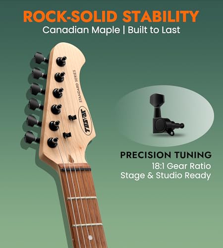 Tostar 39" HSS Electric Guitar Kit with Amp for Beginners-Matte Green — view 2