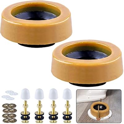 boeemi Extra Thick Wax Ring Toilet,with Flange and Bolts for Reinstallation of the Toilet, Fits 3-inch or 4-inch Waste Lines(2 PCS)