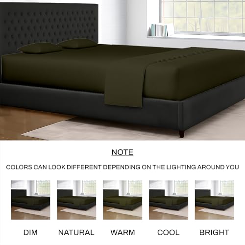 Image of SGI bedding 144 inchx84 inch 4 Pc Family XL Sheet Set 600 TC 15 inch Deep, Olive Green