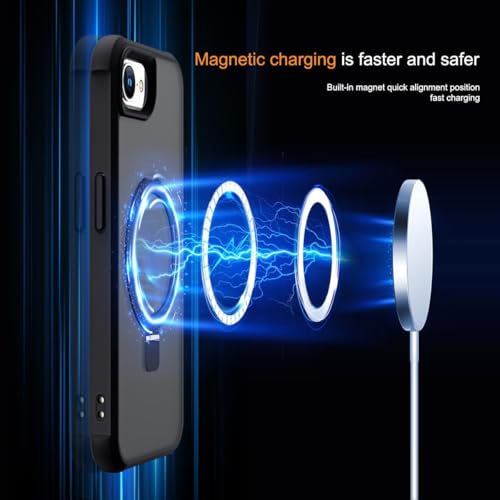 Image of iPhone 16e Magsafe Stand Case | Matte Design & 360 Protection | Military-Grade Apple iPhone 16e Cover | Ultra Premium - Black