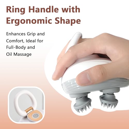 Image of TISSCARE Scalp Massager, Electric Head Massager for Scalp, 3 Speed Modes, Red Light Therapy for Hair Growth, Rechargeable Handheld Portable Body & Head Scratcher Massage Machine, Gift for Women Men