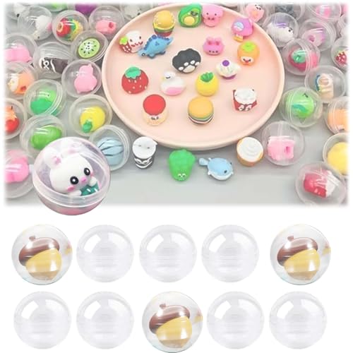 MINZHI 150 cápsulas redondas pequeñas de 28 mm, bola de plástico para rellenar, bolas acrílicas rellenables, bolas de plástico transparentes para rellenar, adecuadas para Navidad, bodas, aniversarios,