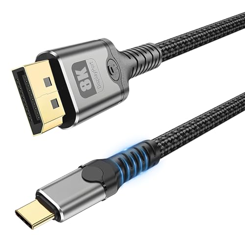 DERSUR USB C to DisplayPort Cable 3.3FT, 8K@60Hz 4K@240Hz Unidirectional Thunderbolt 3/4/5 to...