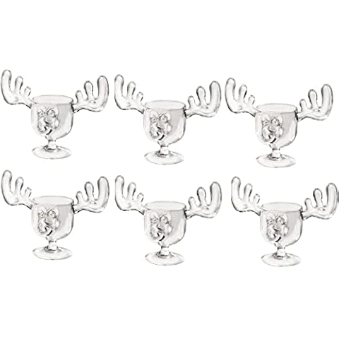 A&R Collectibles Christmas Moose Mug Small Shot Glasses Acrylic - Safer Than Glass Set of Six (6) 2 oz. Cover