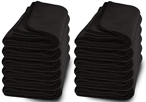 Bulk Soft Fleece Blankets 60 X 90, Cozy Warm Throw Blanket Sofa Travel Outdoor, Wholesale (60 X 90, 12 Pack Black)