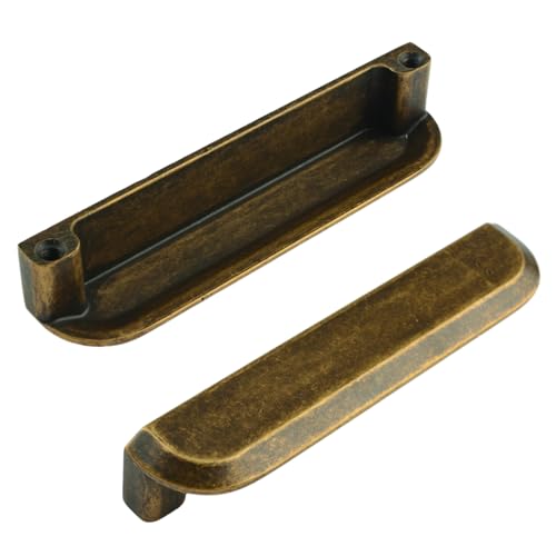 MOROBOR ヴィンテージブロンズキャビネット用取っ手 2個入り 装飾的なスライド式納屋扉用亜鉛合金製 モダン ダブルホールドア取っ手スライド式納屋の引き出し、食器棚、ワードローブ用ハンドル