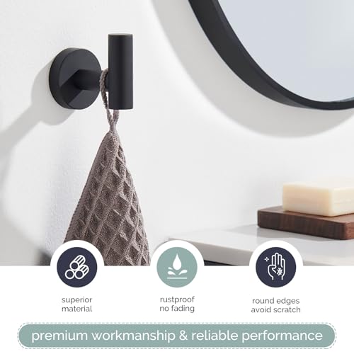 Image of Angle Simple Bathroom Towel Hook, Robe Coat Hook for Wall, Matte Black