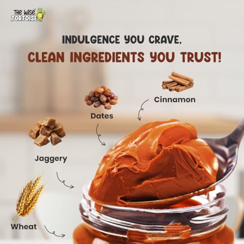 Image of The Wise Tortoise Scoopy Caramelized Biscuit Spread | 100% Sweetened With Dates & Jaggery | Zero Palm Oil | No Refined Sugar | No Artificial Flavours | Clean & Healthy (250 G)