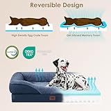 EHEYCIGA Orthopädisches Hundebett Mittelgroße Hunde, 91x68x17.5cm, Memory Foam Waschbar und Wasserdicht Hundekorb mit 4 Rändern, Hundesofa Hundecouch rutschfest, Marineblau
