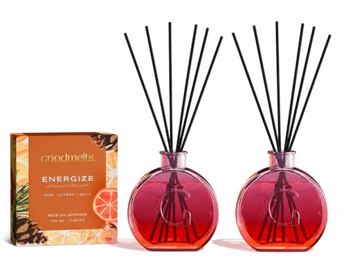Image of Energies Aromatherapy Reed Diffuser Set (Pack of 2) | 200 ml with 12 Fiber Reed Sticks | Long-Lasting Home Fragrance (Up to 60 Days) | Air Freshener for Home, Bedroom & Office
