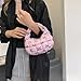 Quilted Puffer Tote Mini Handbag - Lightweight Nylon Puffy Bag for Women (Pink)