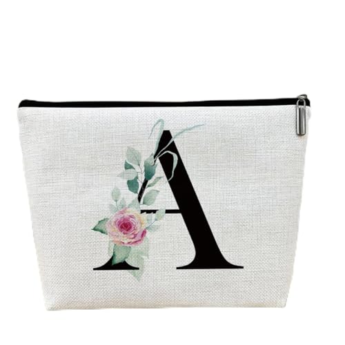Bolsa de maquiagem inicial para viagem, bolsa de cosméticos personalizada, monograma, bolsa de higiene pessoal, presente de Natal de Ação de Graças com monograma para mulheres, noiva, professora, mãe