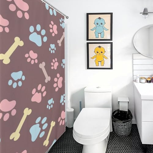 Rideau de douche polyester chien 152x183cm imperméable avec 12 crochets - 6