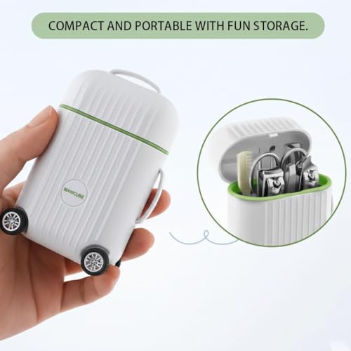 Image of 8-in-1 Manicure Kit - Stainless Steel Nail Clipper Set for Men & Women (Mini Suitcase White)