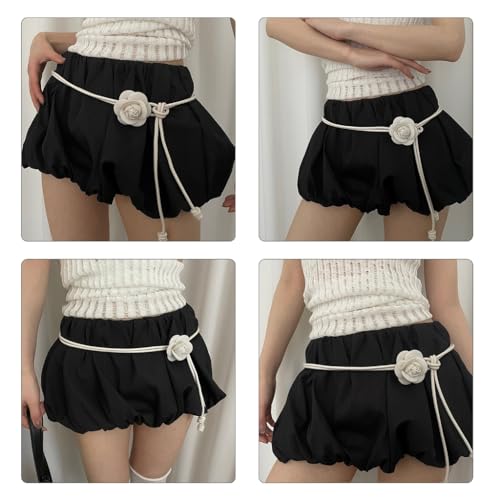 Delicate Woman Waist Rope Adjustable Flower Waist Belt Plain Color Waist Belt For Coat Dress Skirt Dress Skirt Decors2