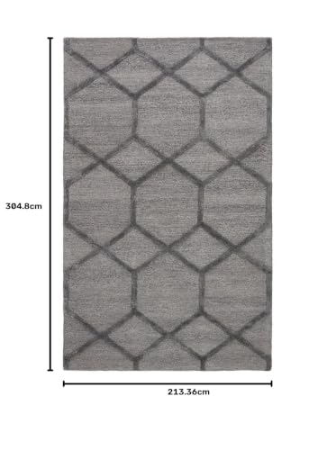 Image of Hand Tufted Wool Carpets Anti Shedding Rug Modern Carpets for Living Room Size 7x10 Feet