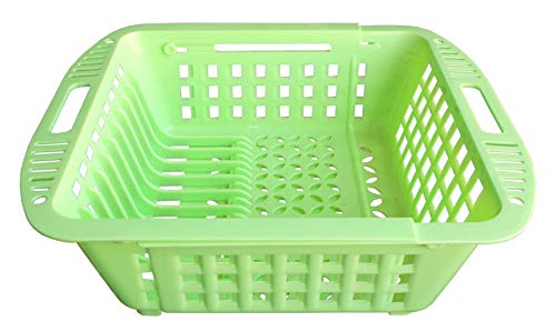 Image of Kotak Sales Multipurpose Kitchen Collapsible Fruit Vegetable Sink Basket Space Saver Adjustable Washing Dish Utensils Foldable Rack Drying Drain Holder Expandable Length 34cm to 48cm (Green)
