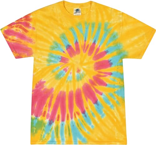 Colortone 100% Cotton Tie Dye T-Shirt for Kids 10-12, Medium, Aurora