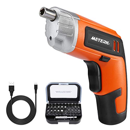 Cordless Electric Screwdriver Meterk Rechargeable Drill 3.6V 2000mAh MAX Torque 5N.m 30pcs Screw