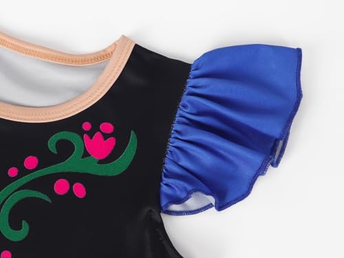 Henzworld Little Girls Anna Princess Tulle Tutu Dress Fancy Anna Costume Dress Up For Toddler Kids Short Flutter Sleeve Dress Halloween Cosplay Theme Party Outfit For Girls Green Size 4T 5T 4-5 Years thumb #7