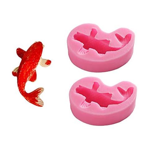 2 Pieces Koi Fish Silicone Mold Fish Candy Fondant Mold Fish Shaped Chocolate Baking Mold Tool for Cake Cupcake Decorating Gum Paste Polymer Clay Cover