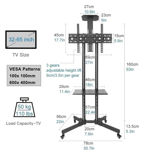 Soporte móvil para TV con ruedas y almacenamiento miniatura 3