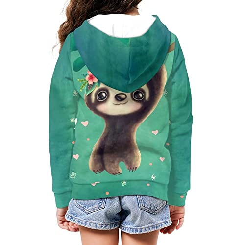 Renewold Kids Soft Casual Sweatshirt, Sloth Cute Pattern Coat, Zip Up Hooded Sports Jacket With Pocket, Boys Girls Athletic Hoodie, Children Teens Warm Clothes, 6-16 Years #TOP5