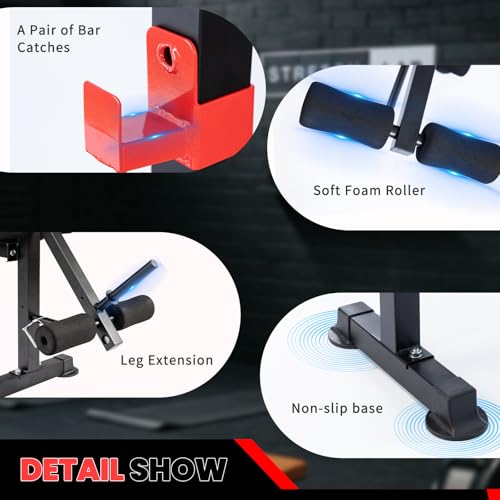 image for MAIDOMA Standard Weight Bench Set with Leg Extension and Leg Curl, Adj