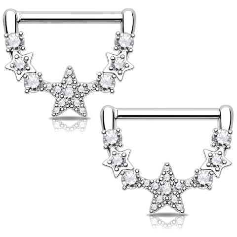 Melighting Star Nipple Rings with CZ Stones Cover