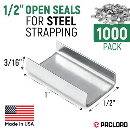 Paclord 1/2" Open Seals for Steel Strapping, Pack of 1000 - Heavy-Duty Metal Clips for Securing Heavy Loads, Pallets, Packaging - Sturdy Strap Clips for Steel Banding Jobs by Paclord - Image 2
