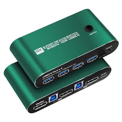 Image of Displayport Kvm Switch 1 Monitors 2 Computers 1440P 240hz kvm Switch 1 Monitors 2 Computers displayport 240hz displayport kvm 1440p 120hz 144hz 165hz 175hz 240hz