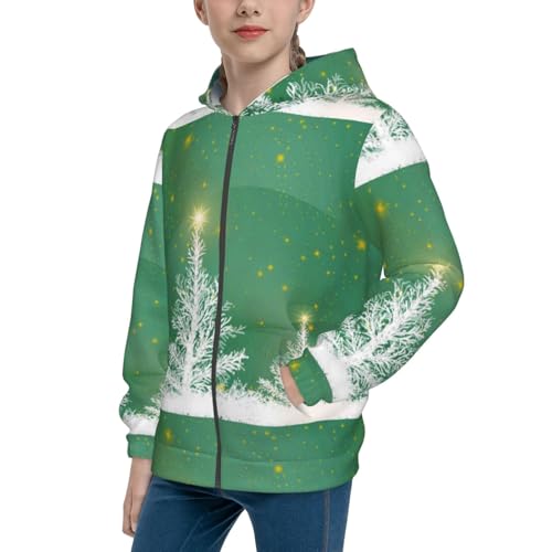 Christmas Pattern At Buffalo Plaid Kid Hoodies Boys Zip Up Sweatshirts Girls Pullover with Pocket