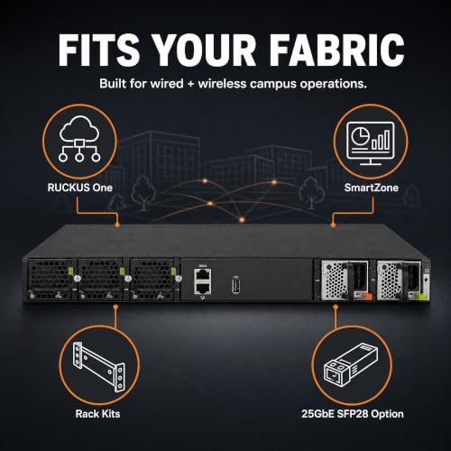 Image of Ruckus ICX7550-24-E2 Managed Switch, 24x 10 /100 /1000 Mbps RJ-45, 2x 40GbE QSFP+ + Modular Expansion Slot Uplinks - Stackable Campus Switch, 40 /100G Uplinks, Multigigabit PoE++ Ready