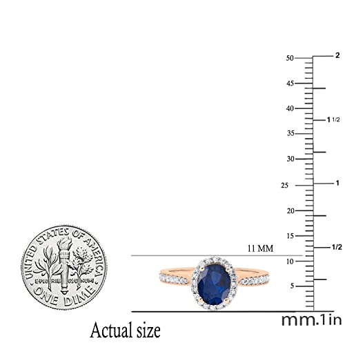 Dazzlingrock Collection 18K 8X6 MM Oval Gemstone & Round White Diamond Ladies Halo Style Engagement Ring, Rose Gold3