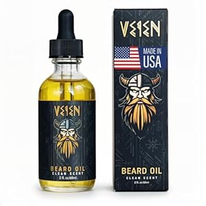 Veien Beard Oil for Men Premium All-Natural 2floz Made in USA for Thicker Darker Fuller Growth Moisturizes Conditions Softens Strengthens Smooths Frizz Hydrates for All Hair & Skin Types Reduces Itch