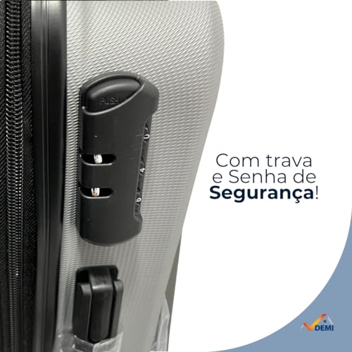 Kit 3 Malas de Viagem 23kg, 10Kg e Frasqueira 14 Polegadas Bolsa de Mão c/Trava de Senha FIbra Rígid