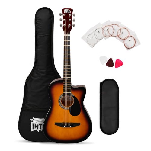 Image of Intern Right hand Cutaway Design Acoustic Guitar Kit, With Bag, Strings, Pick, Strap.(Sun Burst) (3TS, 38-INCH)