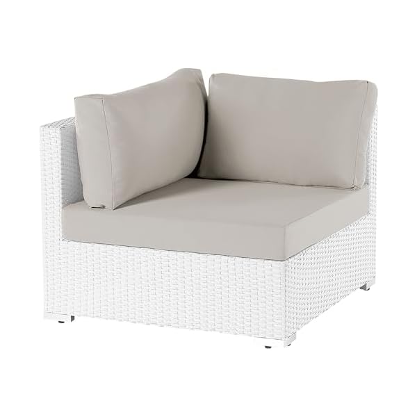 Beliani Gartenlounge Sano II PE-Rattan Weiß & Sandbeige