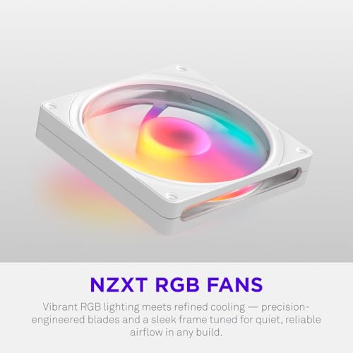 Image of NZXT F140 RGB - 140mm PWM RGB PC Case Fan, 8 LEDs - White | 140mm PWM RGB fan with vibrant 8-LED lighting and a fluid dynamic bearing. Quiet, long-lasting cooling.